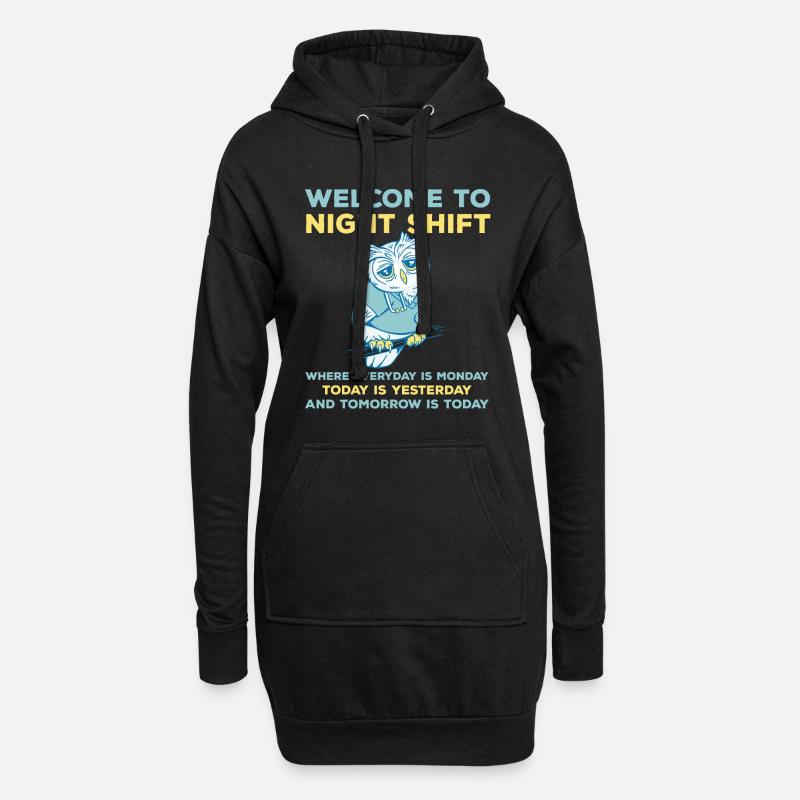 Lustiger Nachtschicht Spruch - Hoodie-Kleid - Schwarz