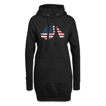 Zelt Mit USA Fahne - Hoodie-Kleid - Schwarz - Vorne