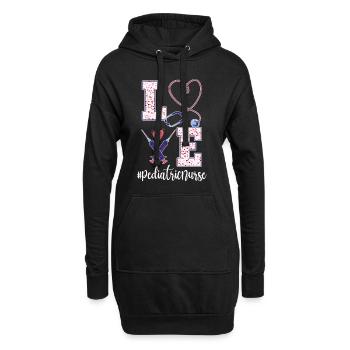 Pädiatrie Krankenschwester Design - Hoodie-Kleid - Schwarz - Vorne
