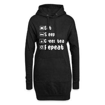 Lustiges Grüntee-liebhaber-outfit - Hoodie-Kleid - Schwarz - Vorne