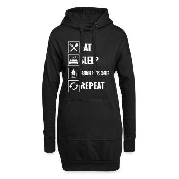 Café pressé français - Sweat-shirt à capuche long Femme - noir - Devant