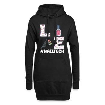 Technicienne des ongles Design de la Saint-Valentin - Sweat-shirt à capuche long Femme - noir - Devant