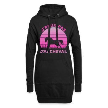 J'Peux Pas J'ai Cheval Animal Equitation - Sweat-shirt à capuche long Femme - noir - Devant