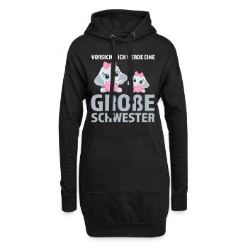 Große Schwester Elefant Geschwister Geschenk - Hoodie-Kleid - Schwarz - Vorne