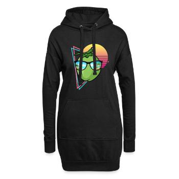 Retro Kokosnuss Design - Hoodie-Kleid - Schwarz - Vorne