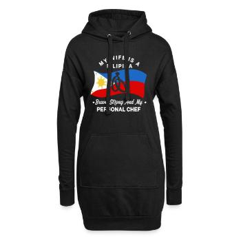 Ma femme est philippine - Sweat-shirt à capuche long Femme - noir - Devant