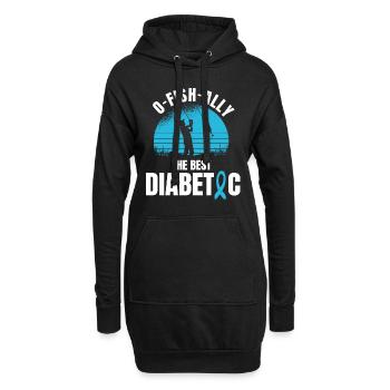 Diabetiker Und Angler - Hoodie-Kleid - Schwarz - Vorne