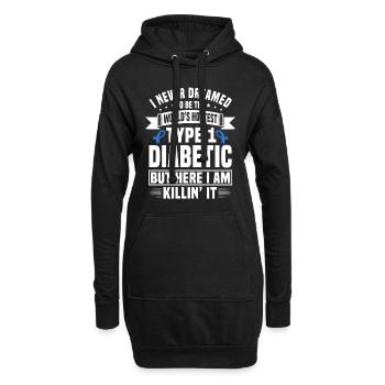 Lustiges Typ-1-Diabetiker T-Shirt - Hoodie-Kleid - Schwarz - Vorne