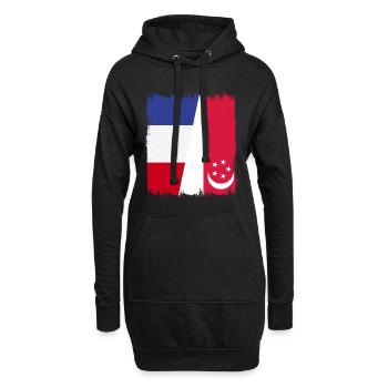 Singapour, France - Sweat-shirt à capuche long Femme - noir - Devant