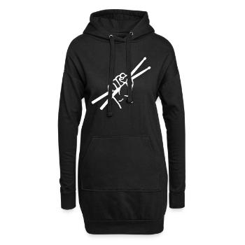 Schlagzeuger - Hoodie-Kleid - Schwarz - Vorne