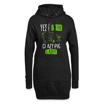 Schwein - Hoodie-Kleid - Schwarz - Vorne