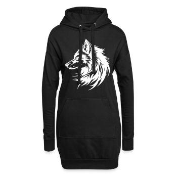 Wolf Kopf Tier Symbol - Hoodie-Kleid - Schwarz - Vorne