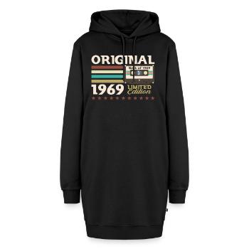 54e anniversaire Vintage cassette cassette, Vintage 1969 - Sweat-shirt à capuche long Femme - noir - Devant