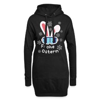 Skihase "Frohe Ostern" Osterhase Skifahren Urlaub - Hoodie-Kleid - Schwarz - Vorne