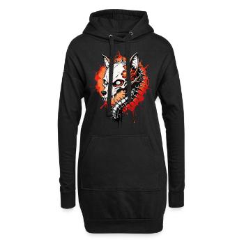 Fox Skull // Totenkopf Fuchs // Reineke FS0009 - Hoodie-Kleid - Schwarz - Vorne