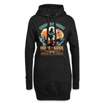 Musique country Guitare Guitariste Chanteur Vintage - Sweat-shirt à capuche long Femme - noir - Devant