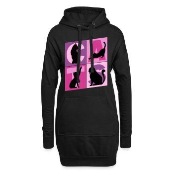 Chaton Chaton Chaton Kitty Silhouette Art - Sweat-shirt à capuche long Femme - noir - Devant