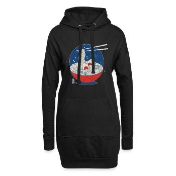 Great Ramen Wave / Great Ramen Wave vintage / aliments - Sweat-shirt à capuche long Femme - noir - Devant