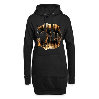 Tierwelt, Bäume, Im Freien, Natur, Retro, Wald - Hoodie-Kleid - Schwarz - Vorne