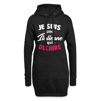 Je suis une Italienne qui déchire - Sweat-shirt à capuche long Femme - noir - Devant
