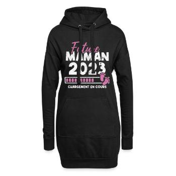 Future maman 2023 chargement en cours - Sweat-shirt à capuche long Femme - noir - Devant