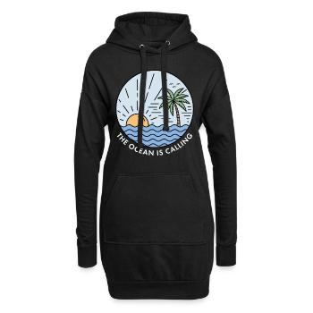 Der Ozean ruft - Hoodie-Kleid - Schwarz - Vorne