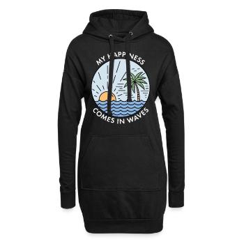 Mon bonheur vient par vagues - Sweat-shirt à capuche long Femme - noir - Devant