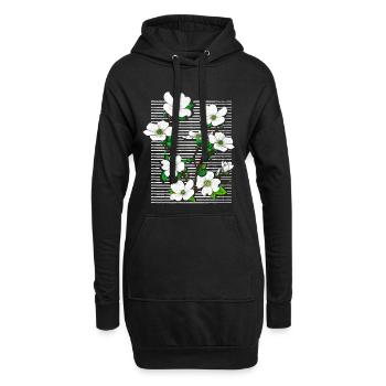 Blumen - Flora - Fleur - Frühling - Sommer - Hoodie-Kleid - Schwarz - Vorne