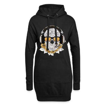 Musik Skull - Hoodie-Kleid - Schwarz - Vorne