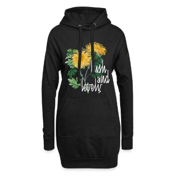 Lush and Lovely Chrysanthemen - Hoodie-Kleid - Schwarz - Vorne