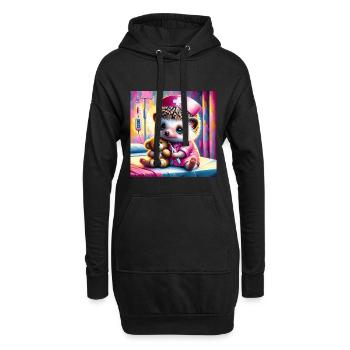 Niedlicher Igel im Pflegezimmer - Hoodie-Kleid - Schwarz - Vorne