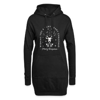 Squelette de renne effrayant gothique effrayant de Noël - Sweat-shirt à capuche long Femme - noir - Devant