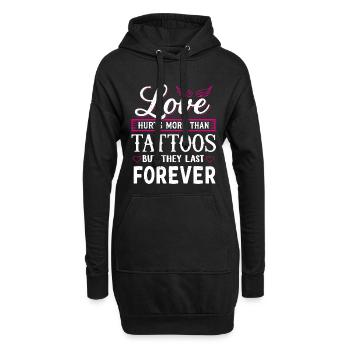Love hurts more than tattoos – Spruch Liebe & Ink - Hoodie-Kleid - Schwarz - Vorne