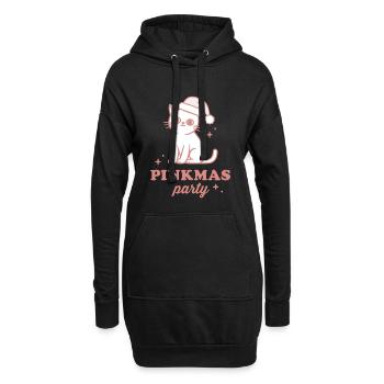 Fête des filles Roses de Noël rose chat drôle - Sweat-shirt à capuche long Femme - noir - Devant