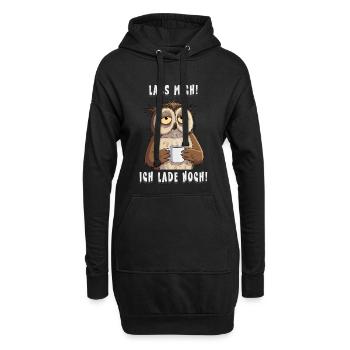 Ich Lade Noch Eule Kaffee Morgenmuffel - Hoodie-Kleid - Schwarz - Vorne