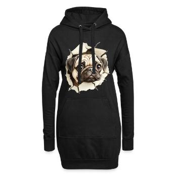 Mops - Hoodie-Kleid - Schwarz - Vorne