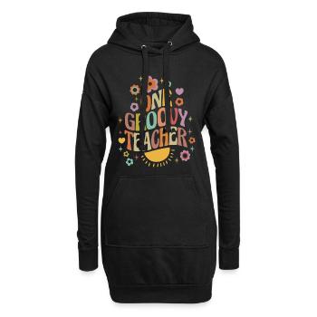 Groovy Lehrer mit Herz und Blumen - Hoodie-Kleid - Schwarz - Vorne