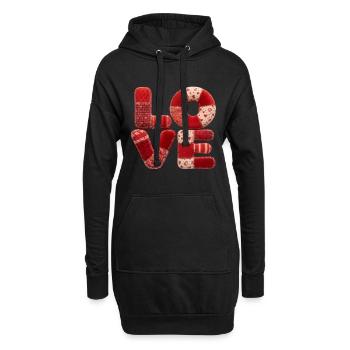 Patchwork Love Romantic Gift for Girlfriend - Hoodie Dress - black - Front