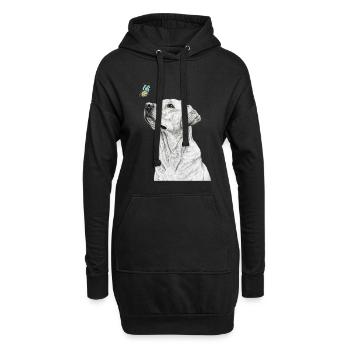 Labrador mit Schmetterling banksy style - Hoodie-Kleid - Schwarz - Vorne