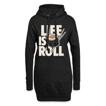 La vie est un motif de sushi Roll Kawaii - Sweat-shirt à capuche long Femme - noir - Devant