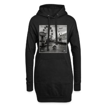 Verlassener Jahrmarkt Waschbär Retro Kirmes Animal - Hoodie-Kleid - Schwarz - Vorne