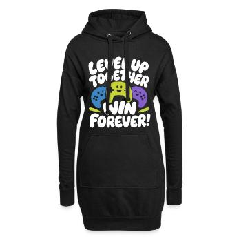 Level Up Together Win Forever - Hoodie-Kleid - Schwarz - Vorne