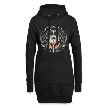 Love Love Love Blumen Spruch Retro T-Shirt - Hoodie-Kleid - Schwarz - Vorne