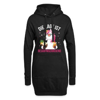 Licorne Cocktail Festif Arc-en-Ciel - Sweat-shirt à capuche long Femme - noir - Devant