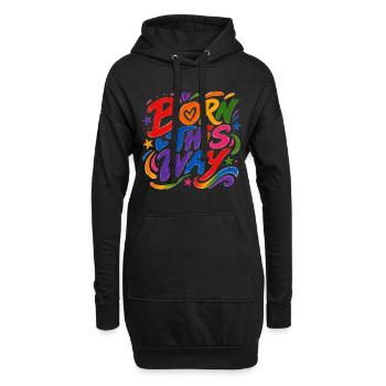 Born This Way Regenbogen CSD Pride Spruch - Hoodie-Kleid - Schwarz - Vorne