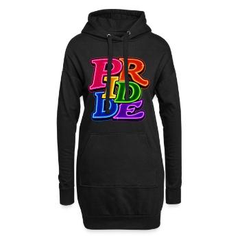 Pride LGBTQ Neon Schrift Bunter Regenbogen CSD - Hoodie-Kleid - Schwarz - Vorne