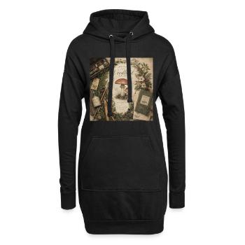 Mushroom Illustration Retro Mural Forest Decoration Poster - Hoodie Dress - black - Front