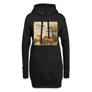 Slow Mornings Full Heart Poster Coffee Tea Decoration - Hoodie Dress - black - Front