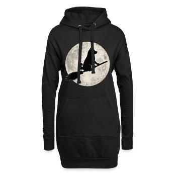 Shiba Inu Balai de la Sorcière Pleine Lune T-shirt Halloween - Sweat-shirt à capuche long Femme - noir - Devant