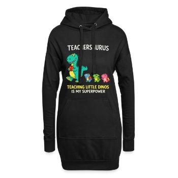 Teachersaurus Humour d’enseignant avec Petit Dinosaure - Sweat-shirt à capuche long Femme - noir - Devant